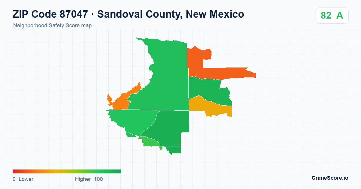 ZIP Code 87047 in Sandoval County, New Mexico neighborhood Safety Score map
