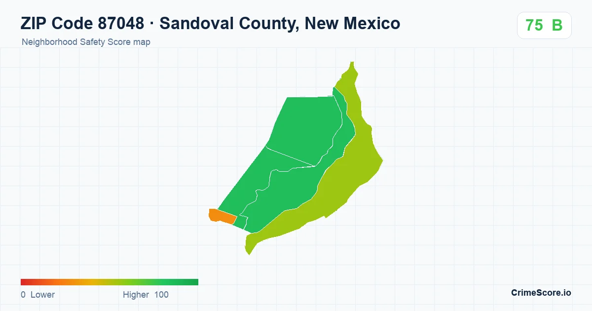 ZIP Code 87048 in Sandoval County, New Mexico neighborhood Safety Score map