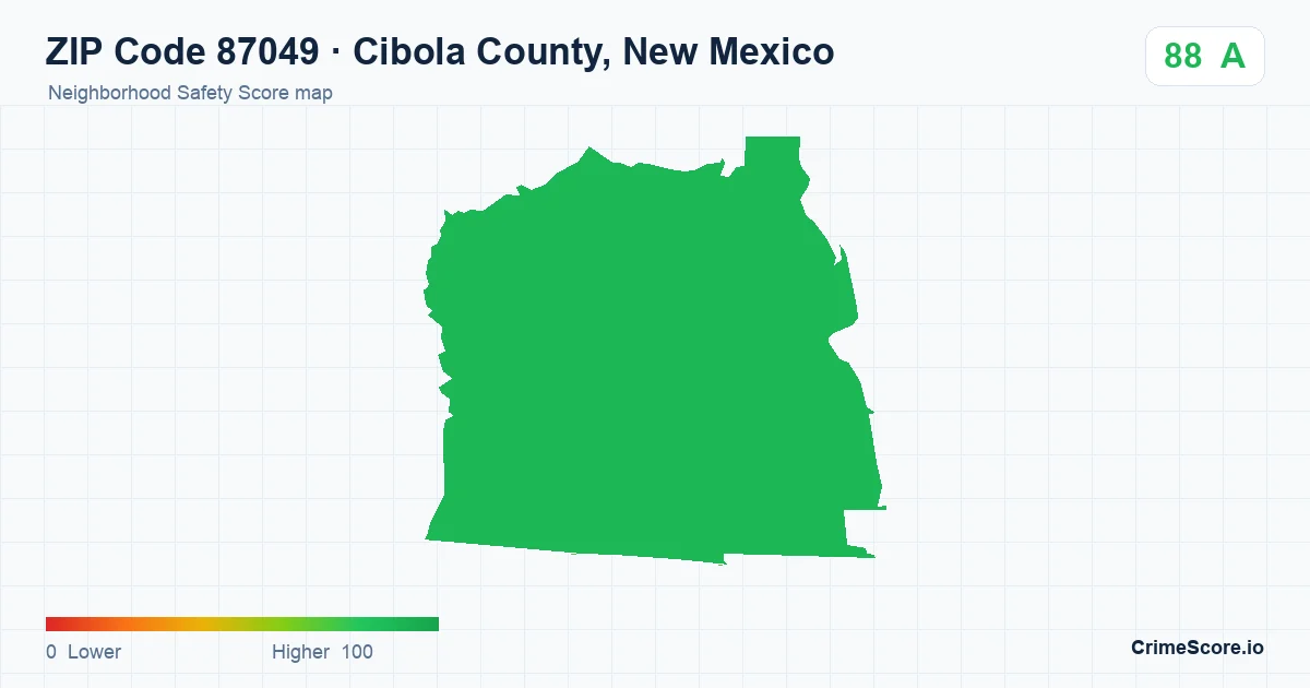 ZIP Code 87049 in Cibola County, New Mexico neighborhood Safety Score map