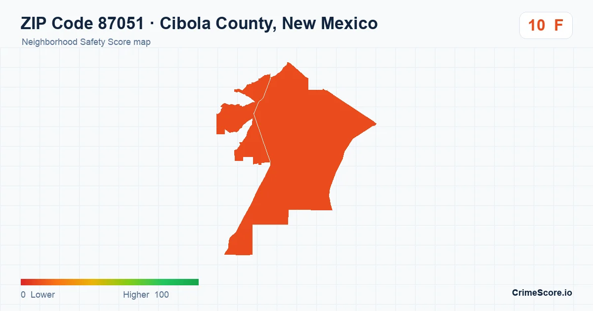 ZIP Code 87051 in Cibola County, New Mexico neighborhood Safety Score map
