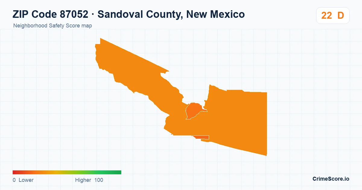 ZIP Code 87052 in Sandoval County, New Mexico neighborhood Safety Score map
