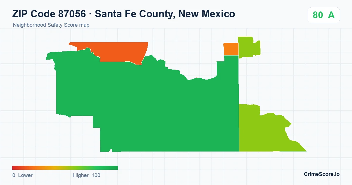 ZIP Code 87056 in Santa Fe County, New Mexico neighborhood Safety Score map