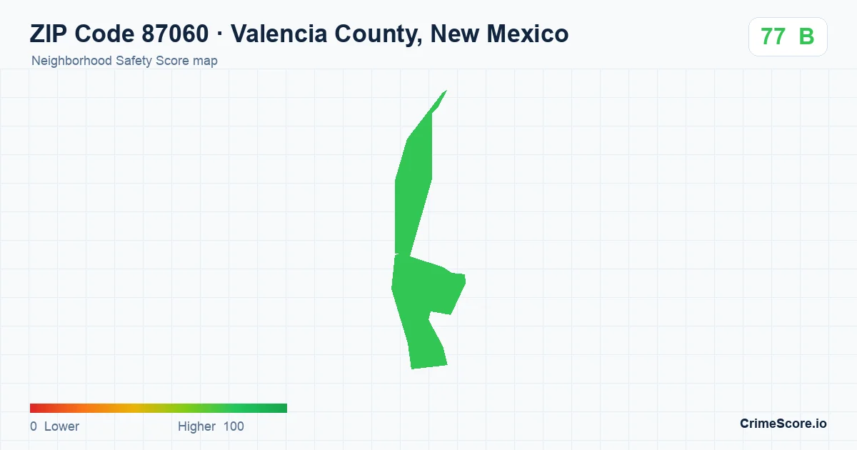 ZIP Code 87060 in Valencia County, New Mexico neighborhood Safety Score map