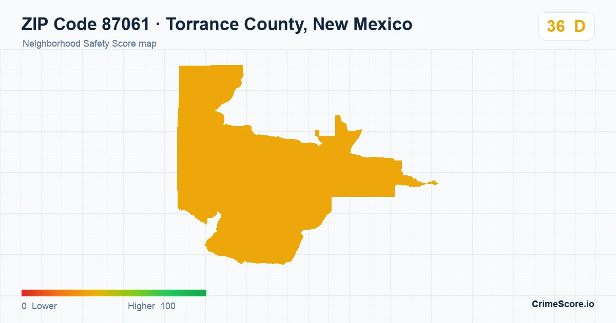 ZIP Code 87061 in Torrance County, New Mexico neighborhood Safety Score map
