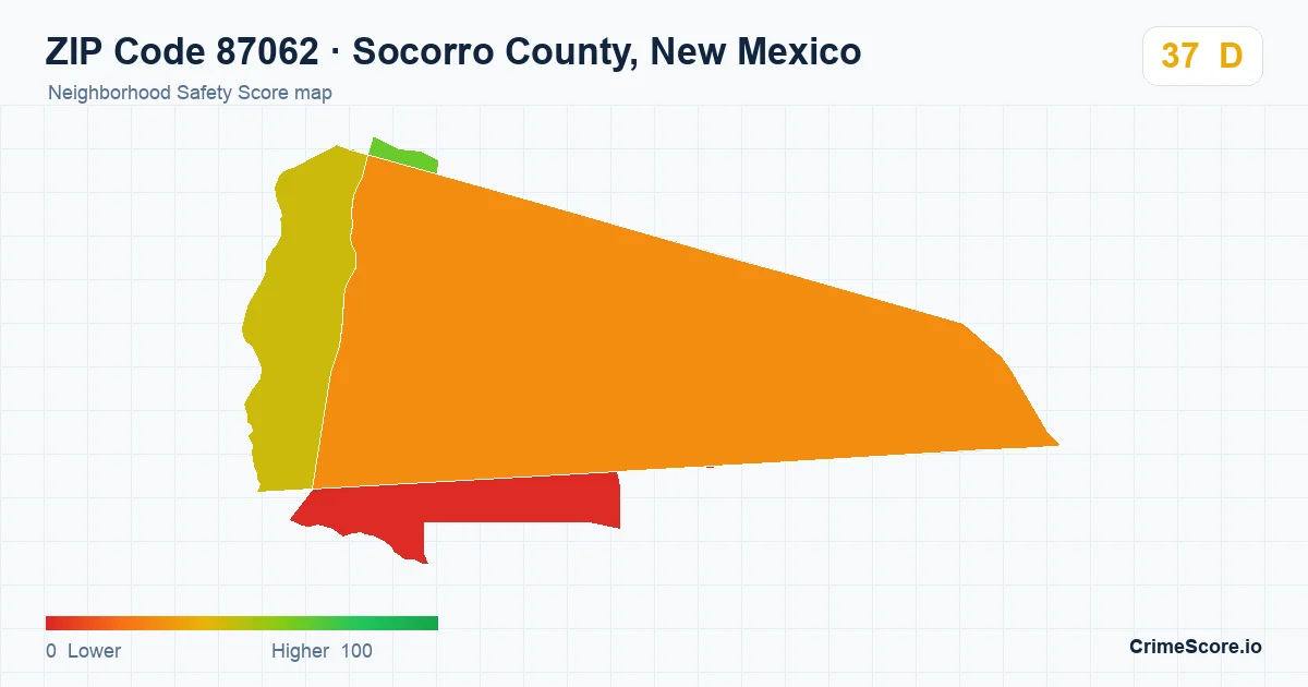 ZIP Code 87062 in Socorro County, New Mexico neighborhood Safety Score map