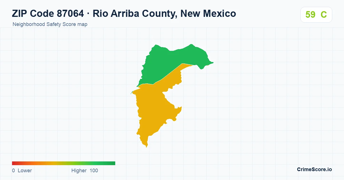 ZIP Code 87064 in Rio Arriba County, New Mexico neighborhood Safety Score map