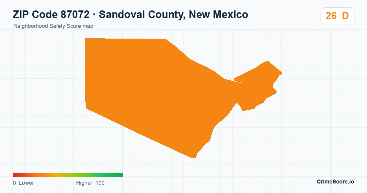 ZIP Code 87072 in Sandoval County, New Mexico neighborhood Safety Score map