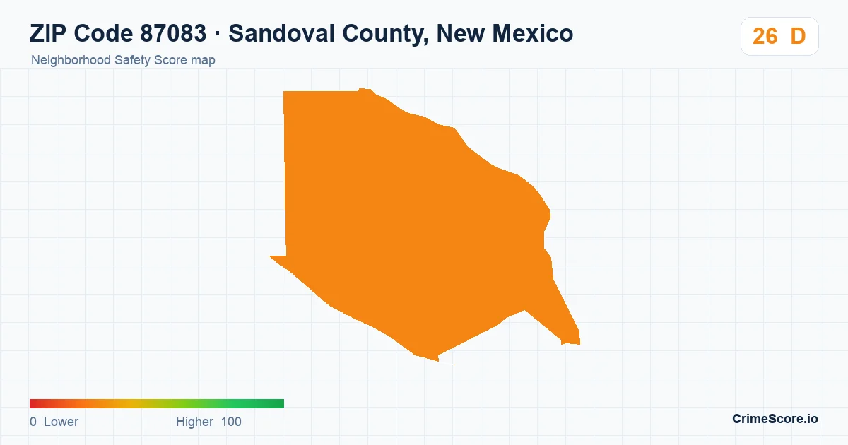 ZIP Code 87083 in Sandoval County, New Mexico neighborhood Safety Score map