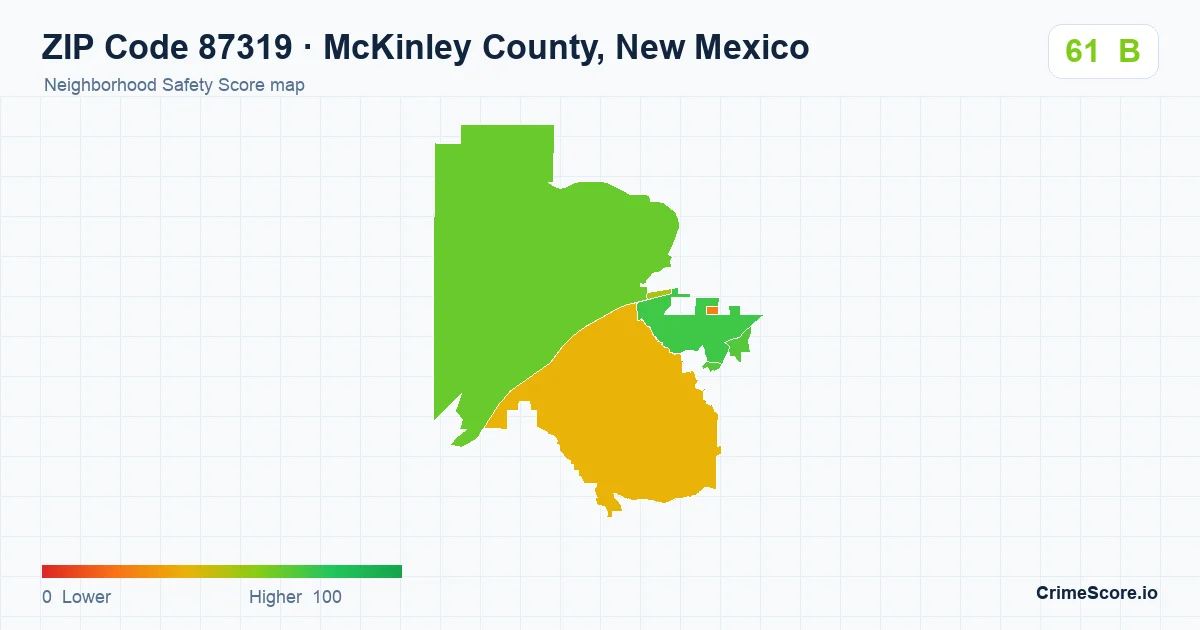 ZIP Code 87319 in McKinley County, New Mexico neighborhood Safety Score map