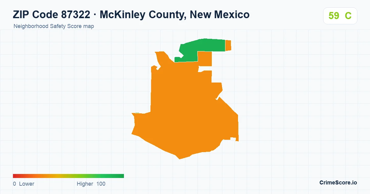 ZIP Code 87322 in McKinley County, New Mexico neighborhood Safety Score map