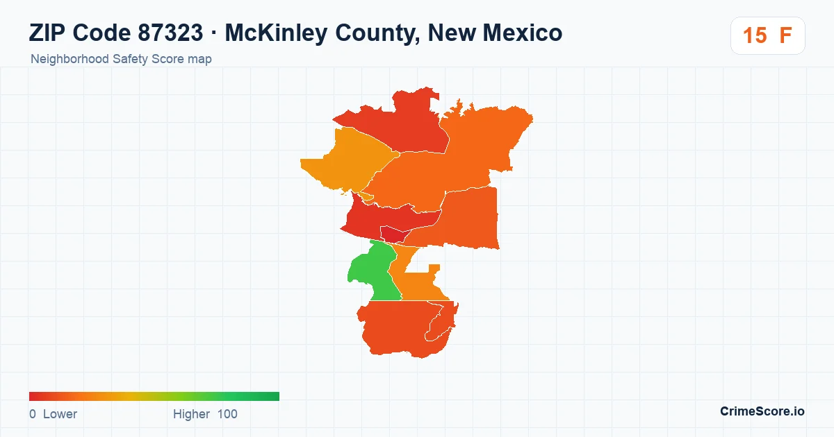 ZIP Code 87323 in McKinley County, New Mexico neighborhood Safety Score map
