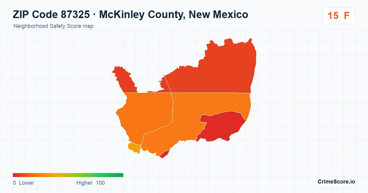 ZIP Code 87325 in McKinley County, New Mexico neighborhood Safety Score map