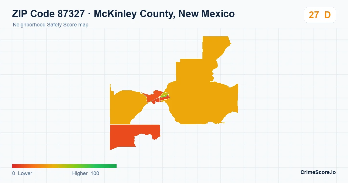 ZIP Code 87327 in McKinley County, New Mexico neighborhood Safety Score map