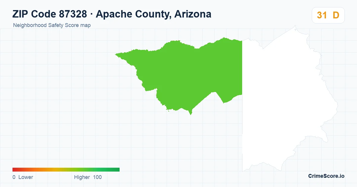 ZIP Code 87328 in Apache County, Arizona neighborhood Safety Score map