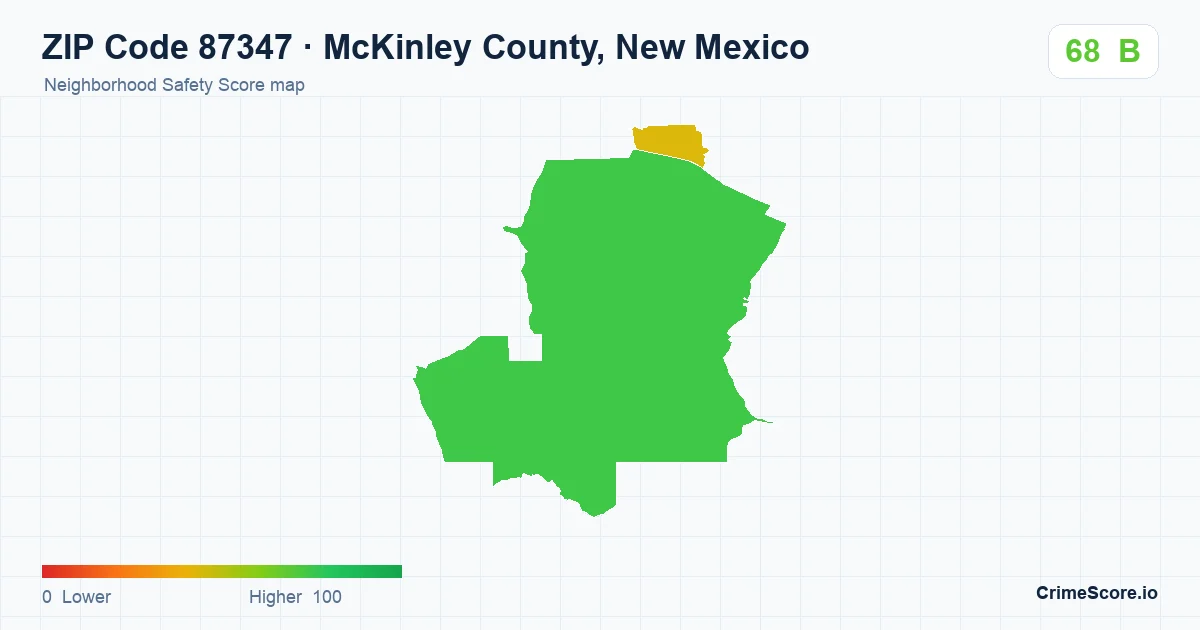 ZIP Code 87347 in McKinley County, New Mexico neighborhood Safety Score map
