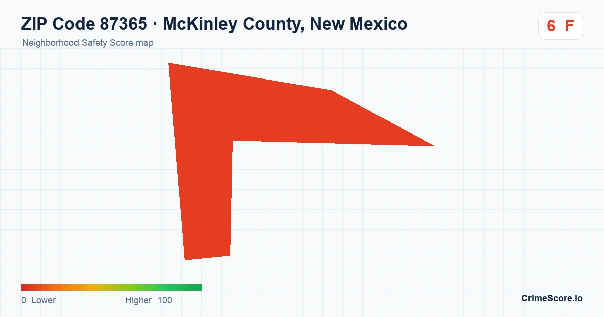 ZIP Code 87365 in McKinley County, New Mexico neighborhood Safety Score map