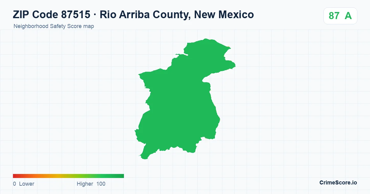 ZIP Code 87515 in Rio Arriba County, New Mexico neighborhood Safety Score map