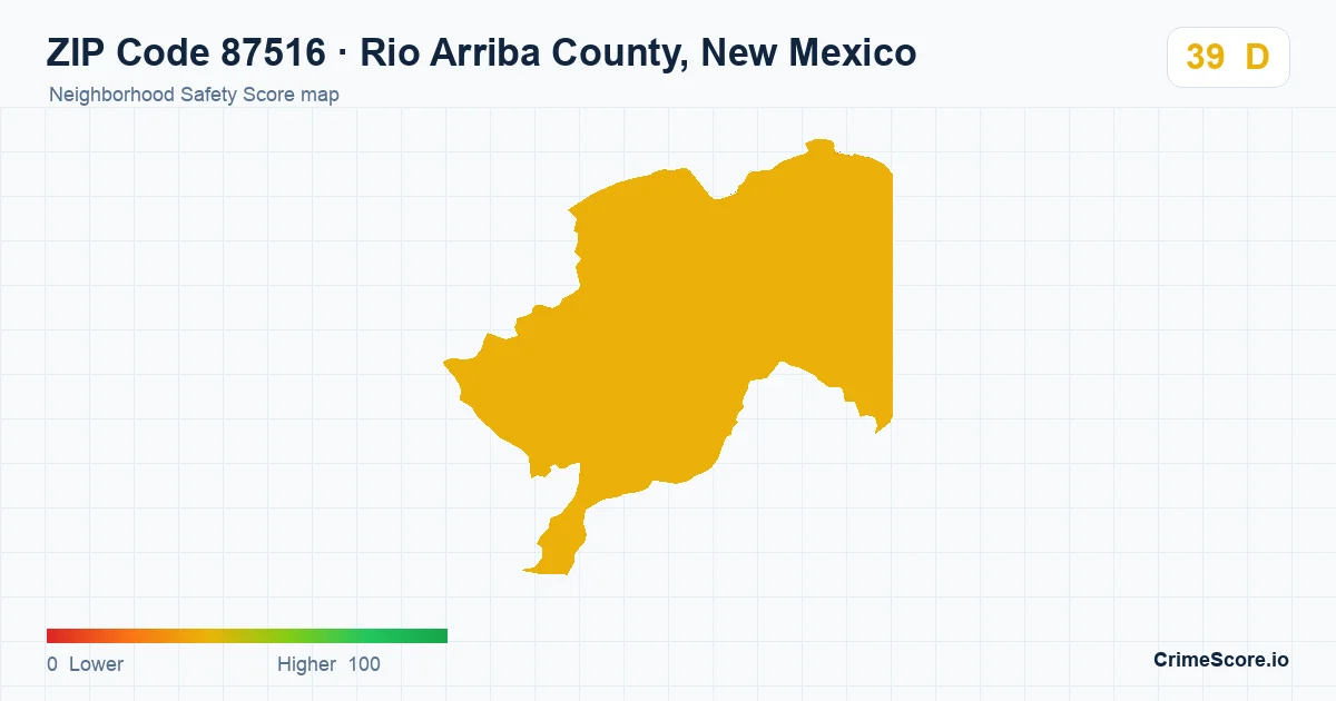 ZIP Code 87516 in Rio Arriba County, New Mexico neighborhood Safety Score map