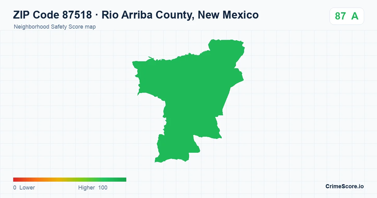 ZIP Code 87518 in Rio Arriba County, New Mexico neighborhood Safety Score map