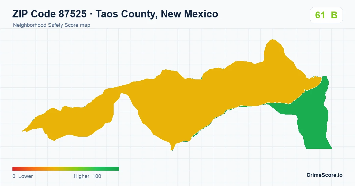 ZIP Code 87525 in Taos County, New Mexico neighborhood Safety Score map