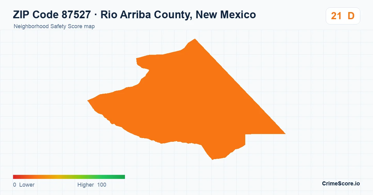 ZIP Code 87527 in Rio Arriba County, New Mexico neighborhood Safety Score map