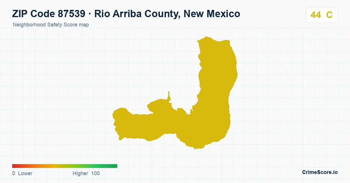 ZIP Code 87539 in Rio Arriba County, New Mexico neighborhood Safety Score map
