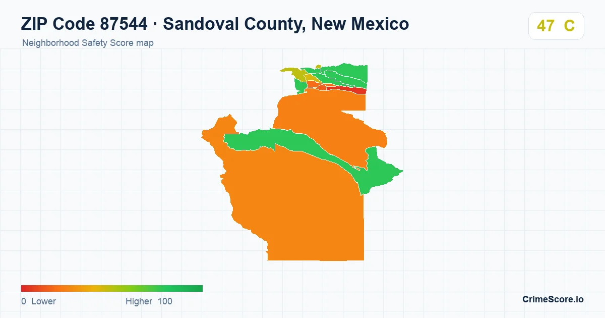 ZIP Code 87544 in Sandoval County, New Mexico neighborhood Safety Score map