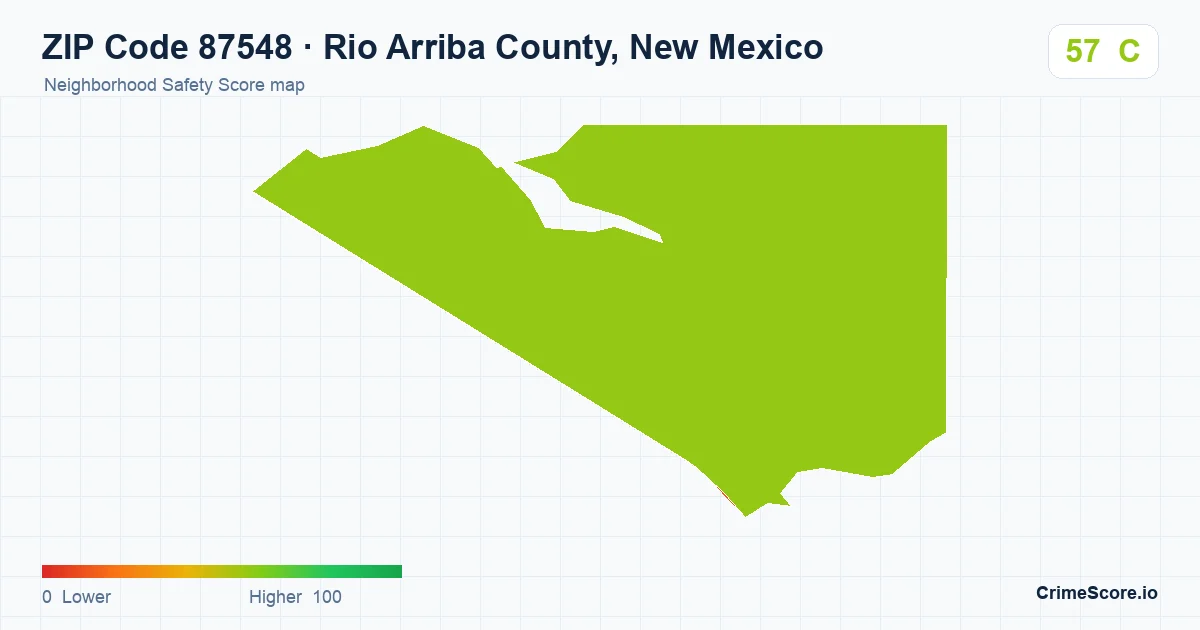 ZIP Code 87548 in Rio Arriba County, New Mexico neighborhood Safety Score map