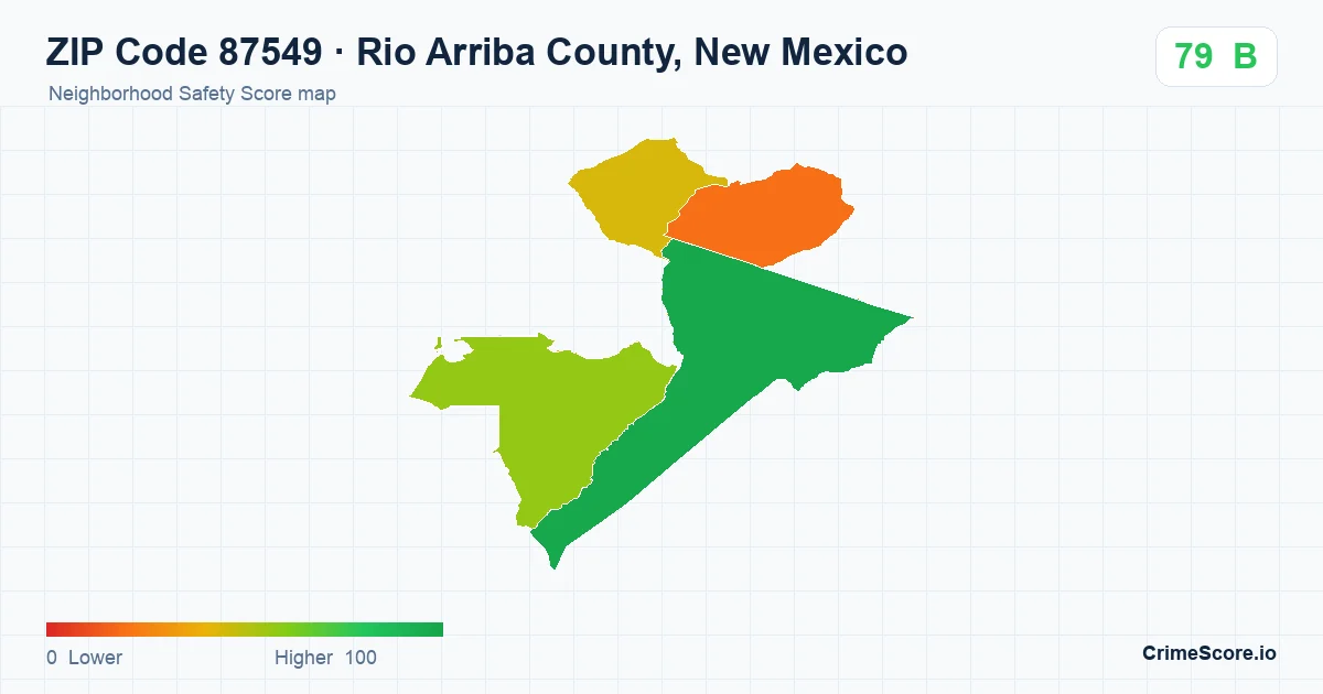 ZIP Code 87549 in Rio Arriba County, New Mexico neighborhood Safety Score map