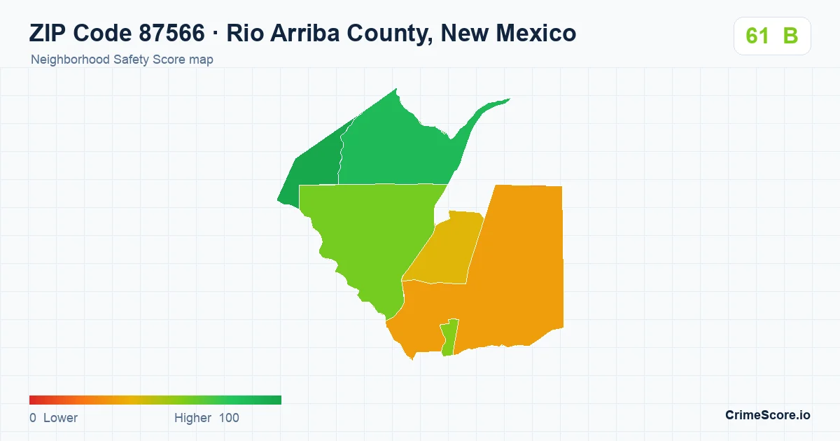 ZIP Code 87566 in Rio Arriba County, New Mexico neighborhood Safety Score map