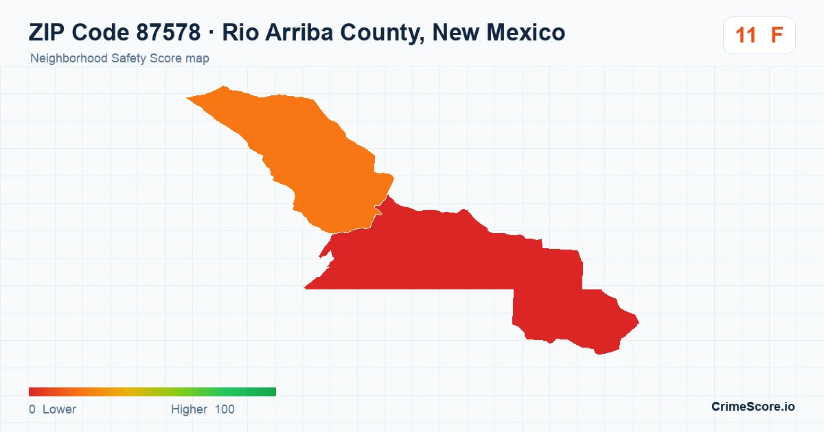 ZIP Code 87578 in Rio Arriba County, New Mexico neighborhood Safety Score map