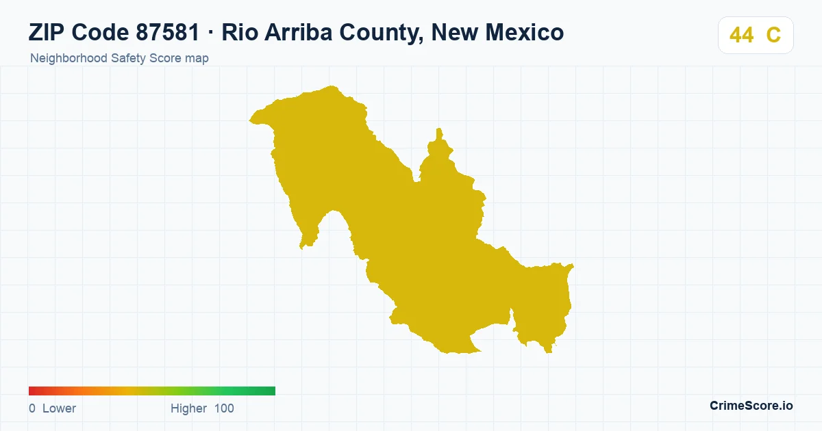 ZIP Code 87581 in Rio Arriba County, New Mexico neighborhood Safety Score map