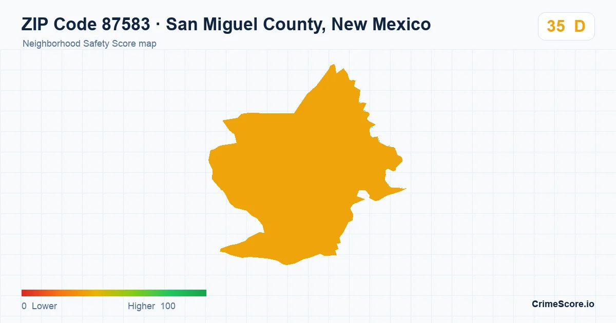 ZIP Code 87583 in San Miguel County, New Mexico neighborhood Safety Score map