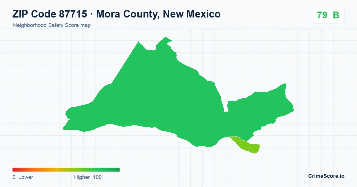 ZIP Code 87715 in Mora County, New Mexico neighborhood Safety Score map
