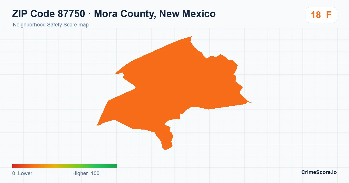 ZIP Code 87750 in Mora County, New Mexico neighborhood Safety Score map