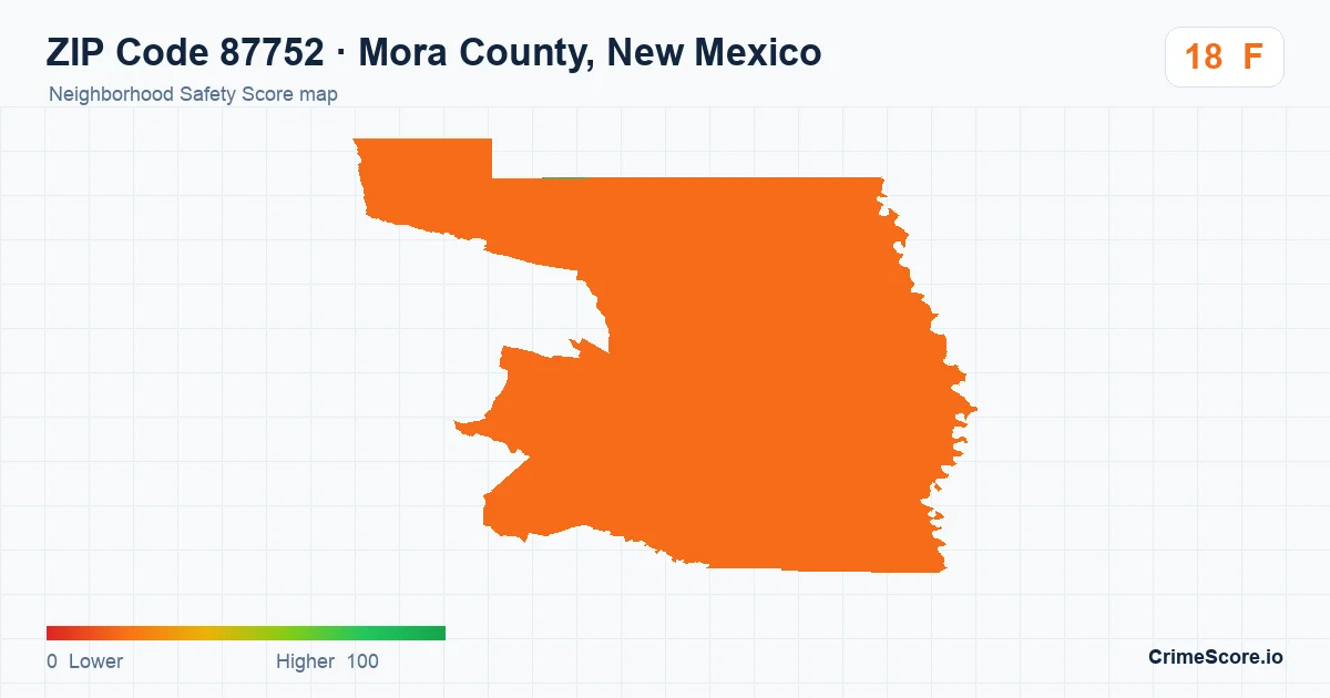 ZIP Code 87752 in Mora County, New Mexico neighborhood Safety Score map