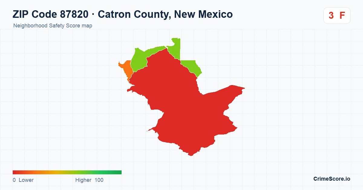 ZIP Code 87820 in Catron County, New Mexico neighborhood Safety Score map