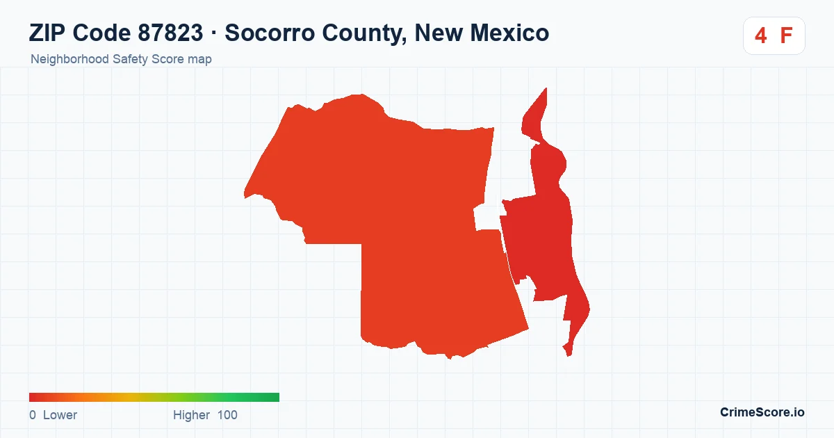 ZIP Code 87823 in Socorro County, New Mexico neighborhood Safety Score map