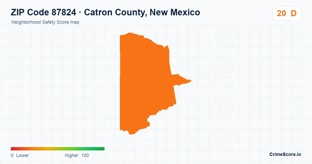 ZIP Code 87824 in Catron County, New Mexico neighborhood Safety Score map