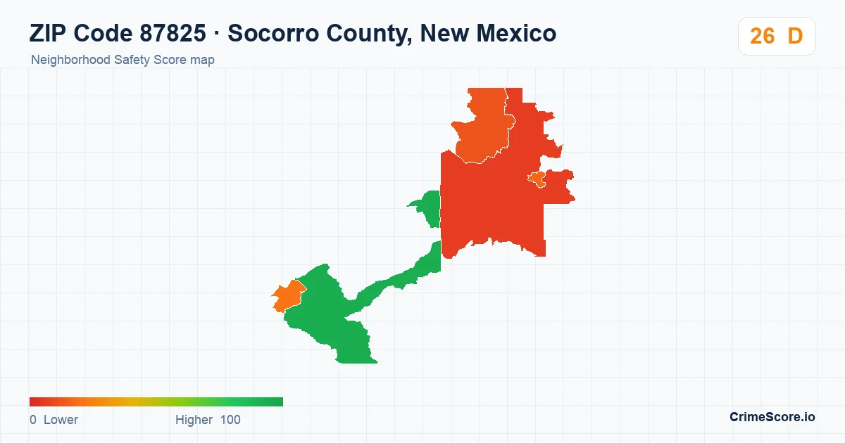 ZIP Code 87825 in Socorro County, New Mexico neighborhood Safety Score map
