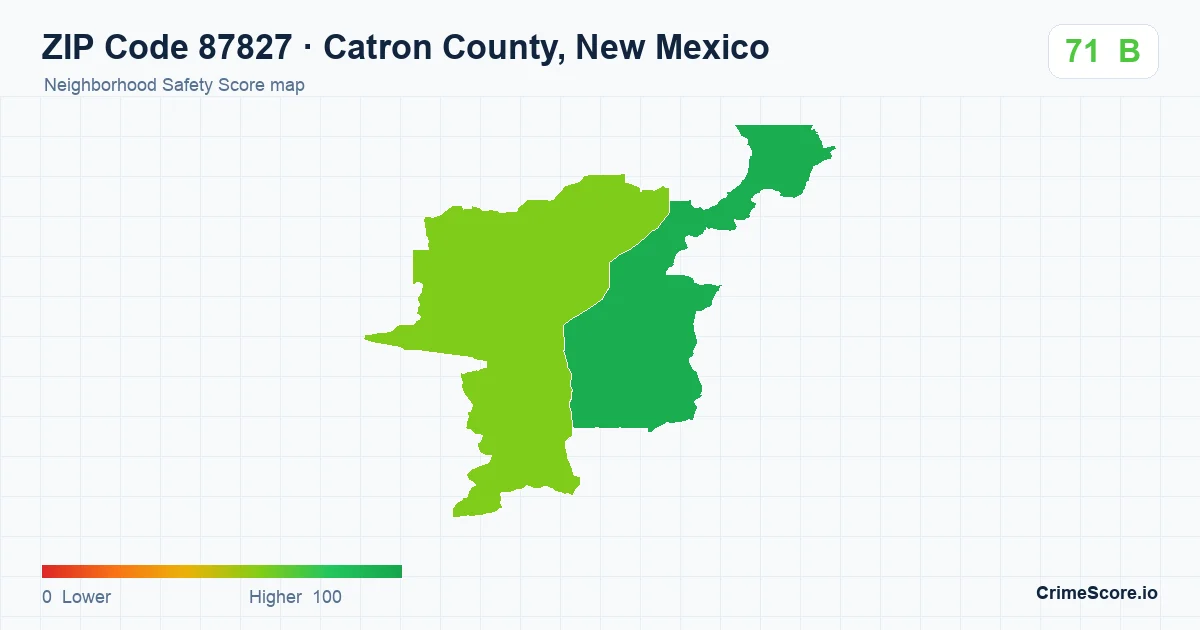 ZIP Code 87827 in Catron County, New Mexico neighborhood Safety Score map