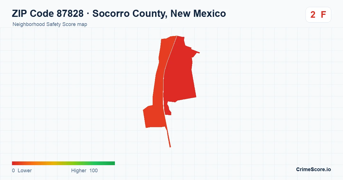 ZIP Code 87828 in Socorro County, New Mexico neighborhood Safety Score map