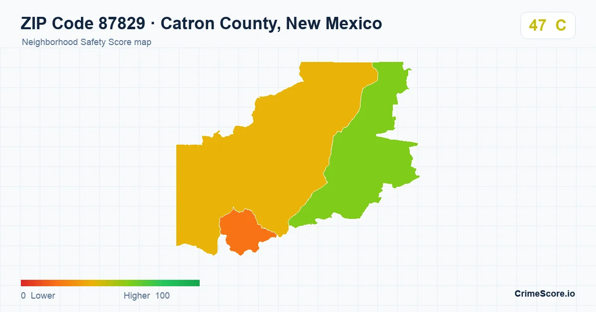 ZIP Code 87829 in Catron County, New Mexico neighborhood Safety Score map