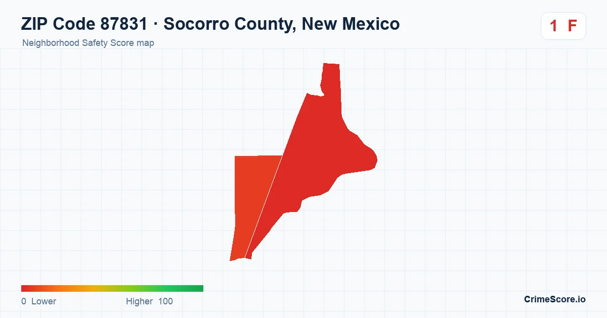 ZIP Code 87831 in Socorro County, New Mexico neighborhood Safety Score map