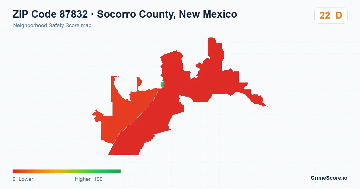 ZIP Code 87832 in Socorro County, New Mexico neighborhood Safety Score map