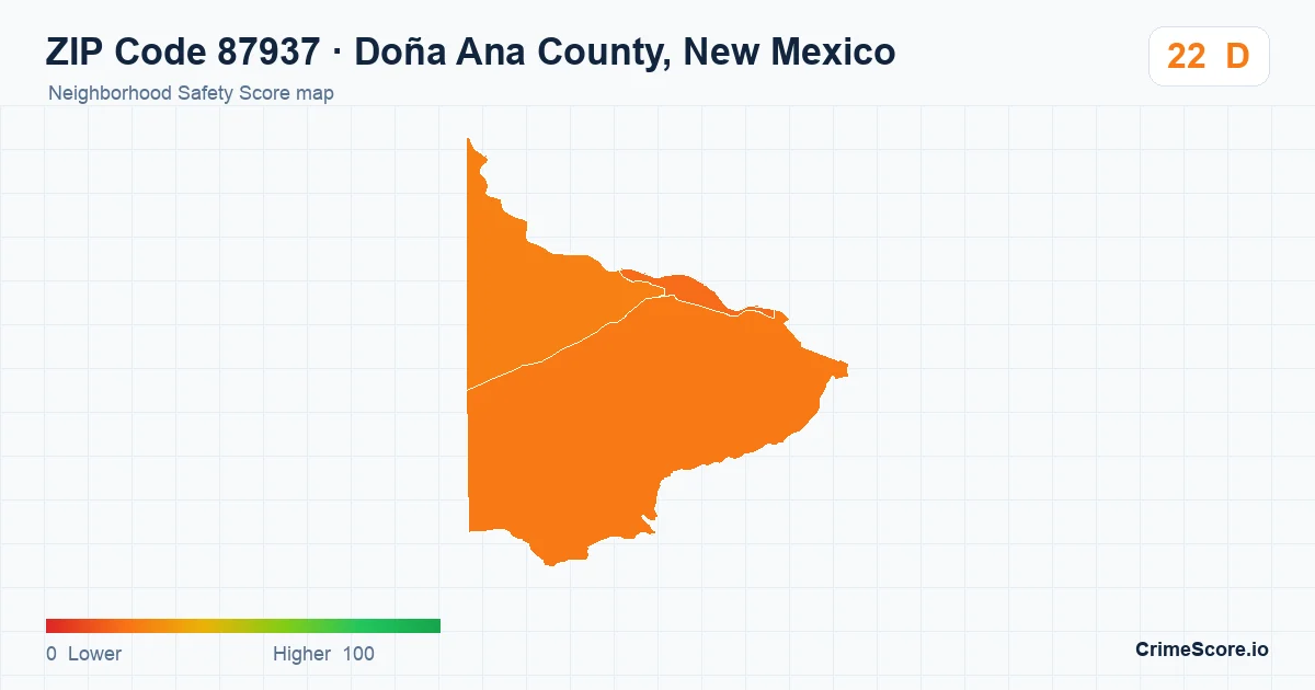 ZIP Code 87937 in Doña Ana County, New Mexico neighborhood Safety Score map