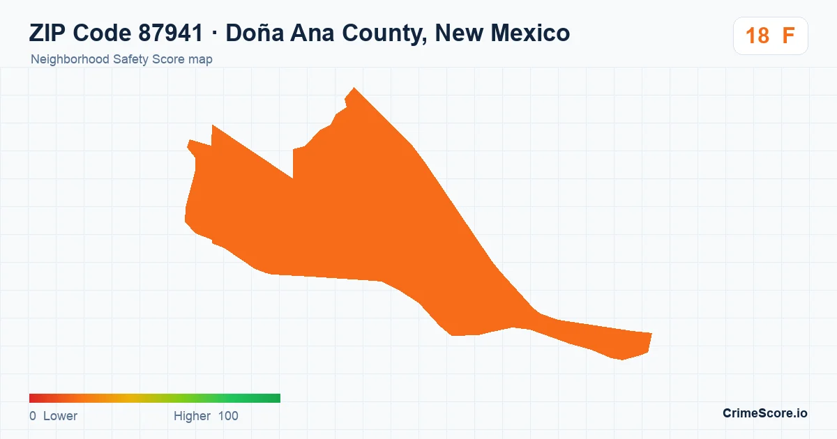 ZIP Code 87941 in Doña Ana County, New Mexico neighborhood Safety Score map