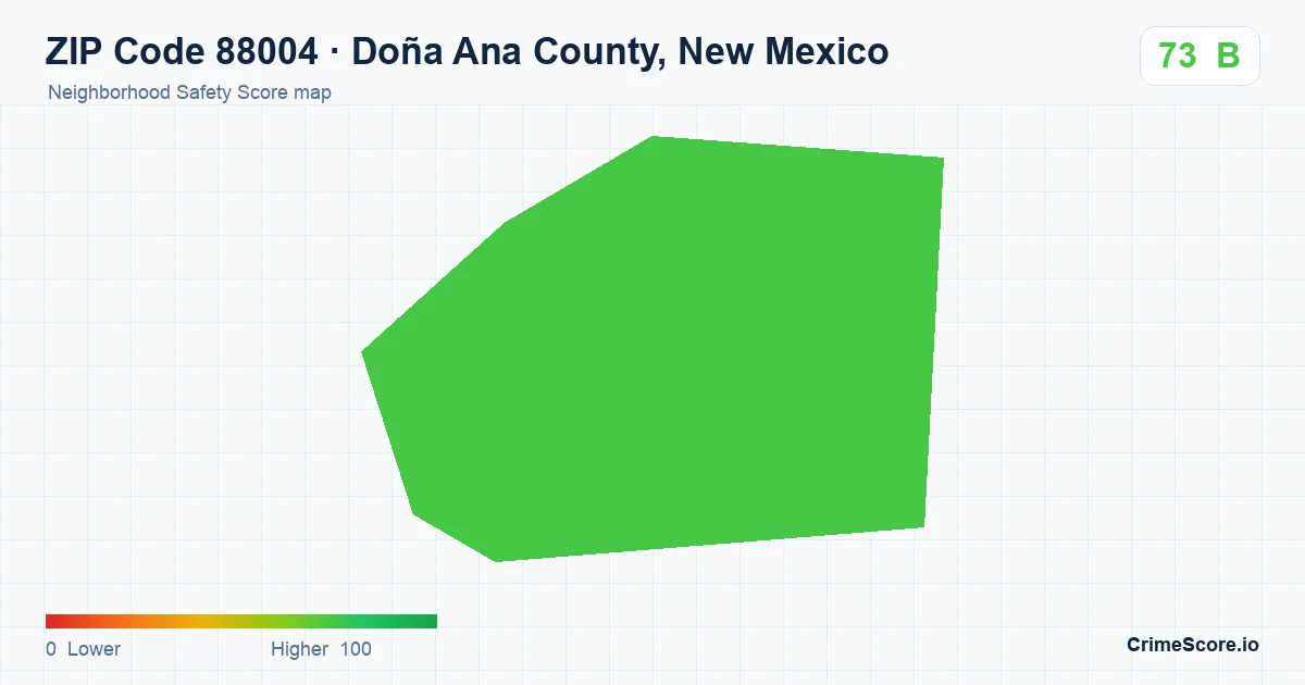 ZIP Code 88004 in Doña Ana County, New Mexico neighborhood Safety Score map
