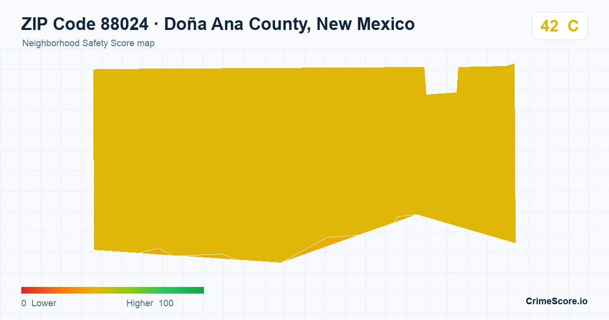 ZIP Code 88024 in Doña Ana County, New Mexico neighborhood Safety Score map