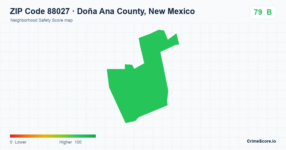 ZIP Code 88027 in Doña Ana County, New Mexico neighborhood Safety Score map